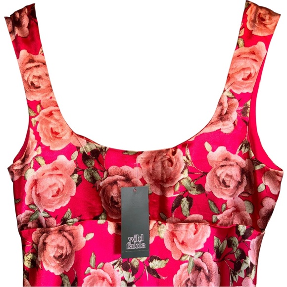 Wild Fable Women’s Satin Maxi Dress Red Floral Bodycon Size M NWT - Picture 8 of 16